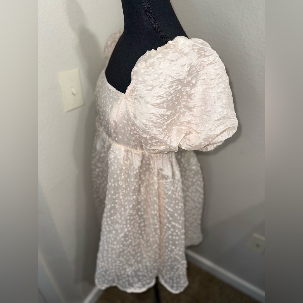 Storia Blush Pink Cottagecore Babydoll‎ Dress With Puff Sleeves- M - Picture 4 of 9
